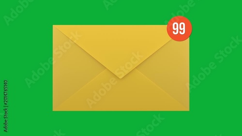 Animated Email Notification Envelope Receiving New Mail on Green Screen Background 4K