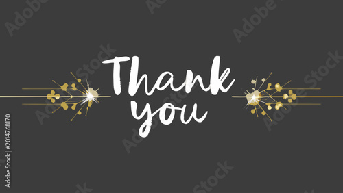 Elegant thank you message with symmetrical floral design on dark background