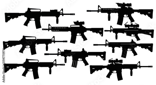 Bild auf Leinwand Assault Rifle Silhouettes Collection