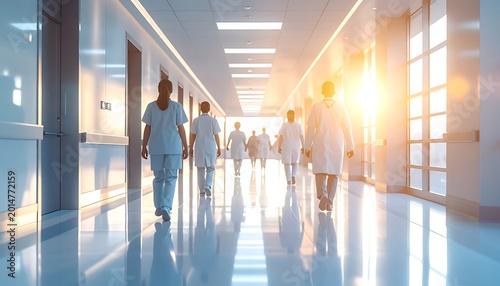 A group of medical professionals walking down a bright hospital corridor (53)