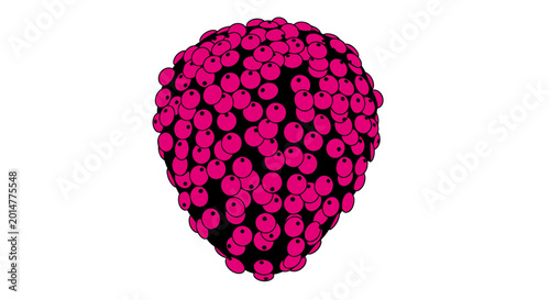 Abstract Pink Raspberry Form Composed of Small Spheres