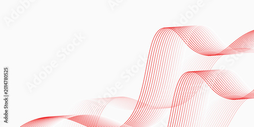 Background red stripes on a white background. Creative line art. red waves with lines. Curved wavy line, smooth stripe. eps10