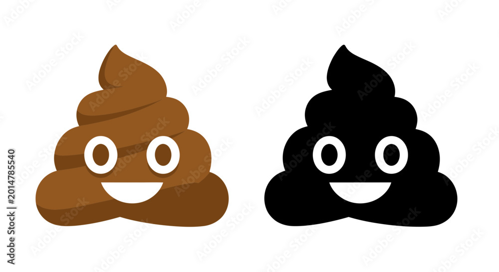 Fototapeta premium Funny Poop Emoji Icons: Brown and Black with Happy Faces