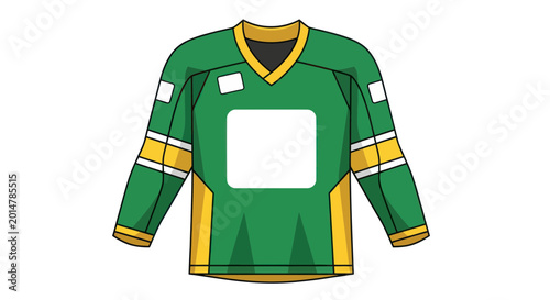 Photography Green Hockey Jersey with Yellow and White Accents, Blank Logo Area