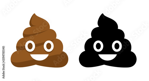 Canvas Print Funny Poop Emoji Icons: Brown and Black with Happy Faces