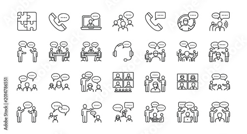 Foto Communication, Meeting, and Teamwork Icons for Collaboration, Calls, and Convers