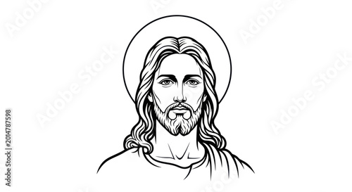 Quadro su tela Jesus Christ Portrait Drawing, Religious Iconography, Halo, Spiritual Art
