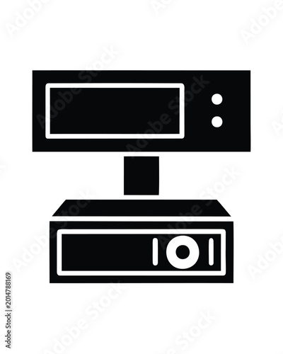DVR outline icon, Black and White DVR Device Perspective View Vector Silhouette
