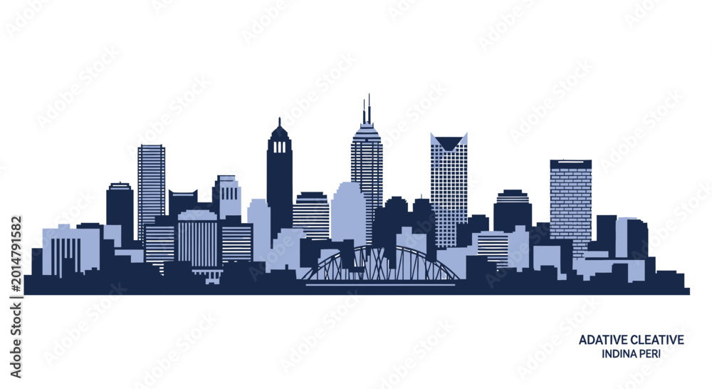 Obraz premium Indianapolis Indiana City Skyline Silhouette with Downtown Skyscrapers