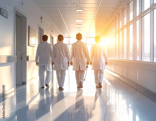 Medical staff walking down a bright hospital corridor (37)