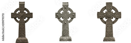 Bild auf Leinwand Ancient Celtic Stone Cross High Cross Statue PNG - Irish Heritage Memorial Monum