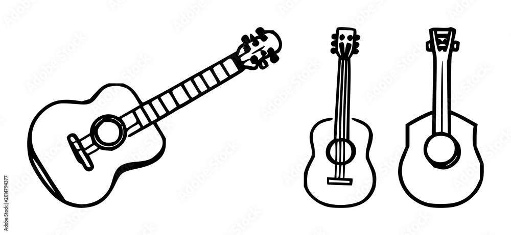 Naklejka premium Music icon set with stylized black line art on white background featuring music symbols, sequential notes, rhythm in minimalist illustration with vector and graphic design