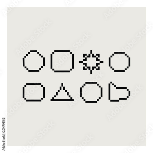 Geometric Pixel Shapes Vector Illustration