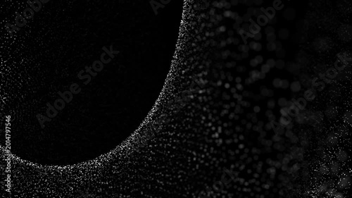 Abstract Digital Particles Swirling in a Curved Flow, Modern Technology Data Network Background Loop with Bokeh Effect, Futuristic Sci-Fi Motion Graphics