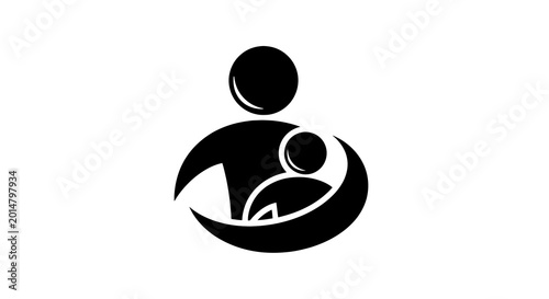 Tableau sur toile Black and white mother holding baby.