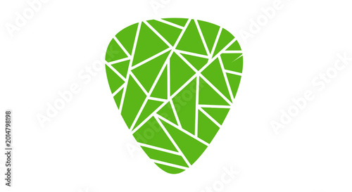 Schilderij op canvas Green Abstract Guitar Pick with Geometric Pattern
