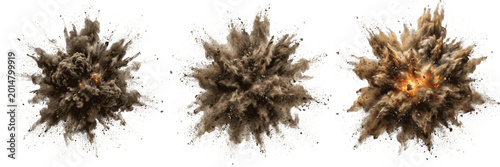 Foto Brown Earth Explosion Dust PNG, Soil Blast Debris Isolated on Transparent Backgr