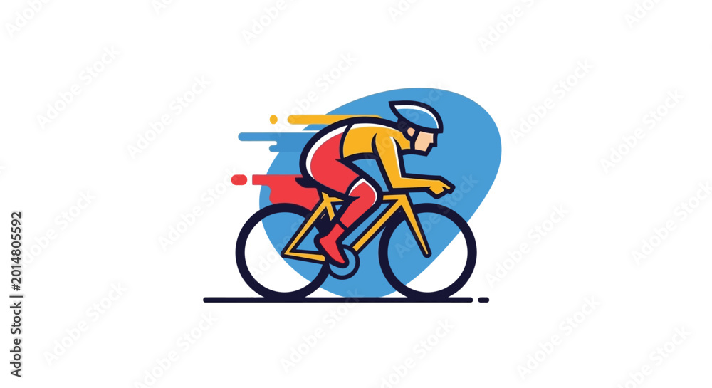Fototapeta premium Professional cyclist racing on road bike with dynamic speed lines