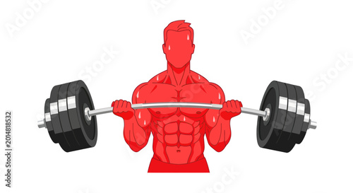 Foto Muscular Man Lifting Barbell, Fitness Silhouette, Gym Workout, Bodybuilding Icon