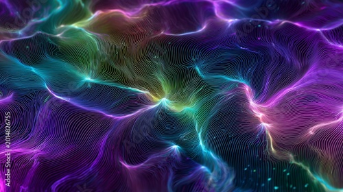 Abstract Colorful Flowing Texture: A mesmerizing visualization of flowing colors, featuring a spectrum of vibrant hues and dynamic movement. The textures evoke a sense of energy and fluidity. 