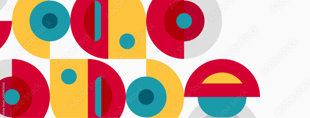 Obraz premium Colorful text spells Joe. Shapes overlap, creating playful design. Bright hues dominate composition, simple geometry present.