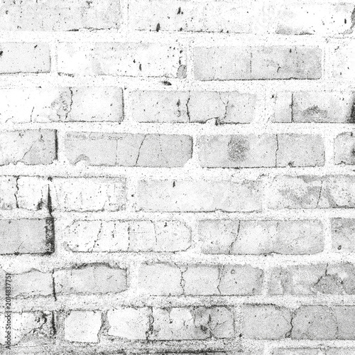 Canvastavla Distressed brick wall texture with high contrast vector stippling noise and grai
