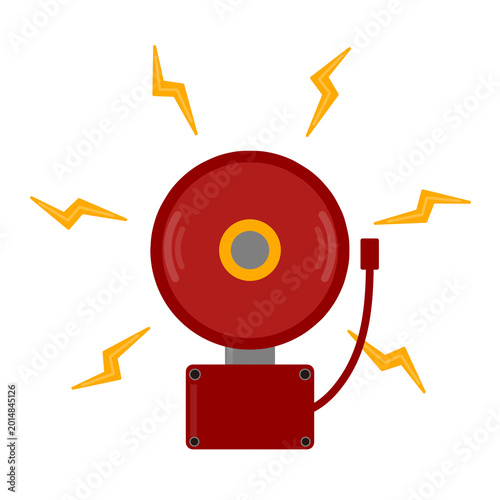 Red fire alarm. Emergency notification concept. Safety warning system with alert signal illustration