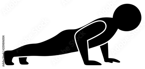 Push up exercise silhouette athlete performing strength training workout pose