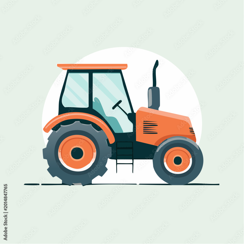 Obraz premium Orange Tractor Illustration