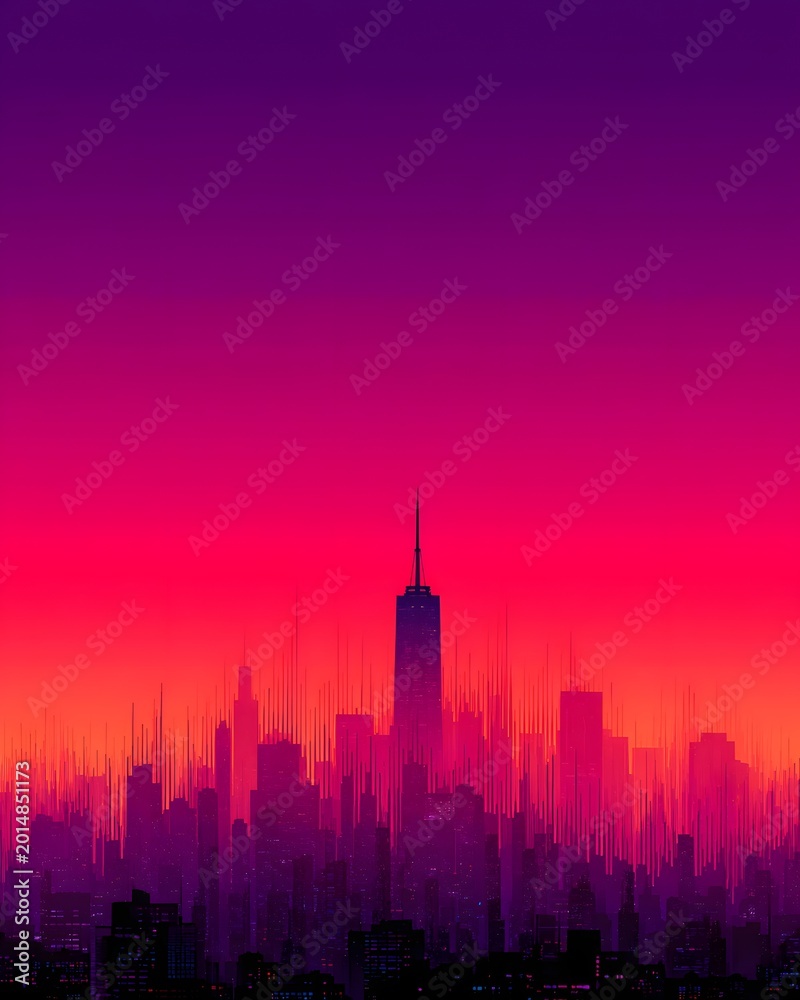 Fototapeta premium gradient cityscape with transparent analytics dashboard, modern background, copy space