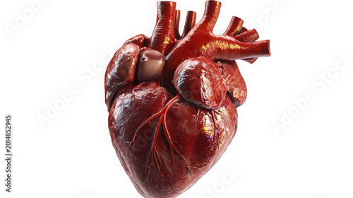 Heart model showcases detailed coronary arteries and veins in a high-quality medical visualization.