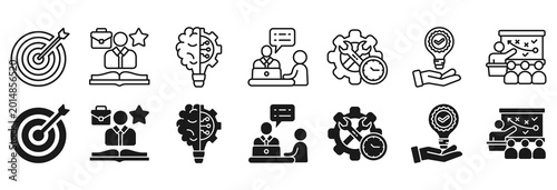 Fotografija Internship icon set. Goal and skills symbol