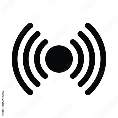 Tableau sur toile radio waves icon black silhouette on white background