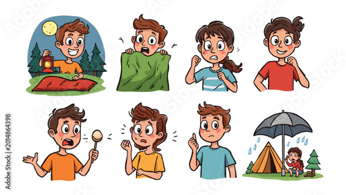 Fotografija Expressing Emotions: A collection of illustrative art portrays various emotive expressions, capturing a range of feelings from happiness to fear
