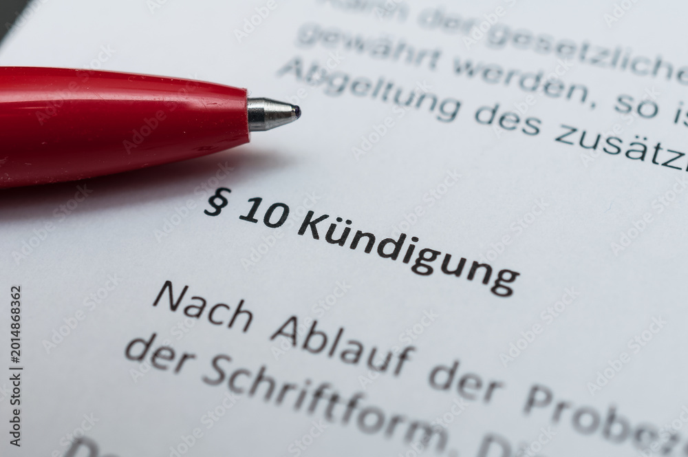 Obraz premium Kündigung Arbeitsvertrag