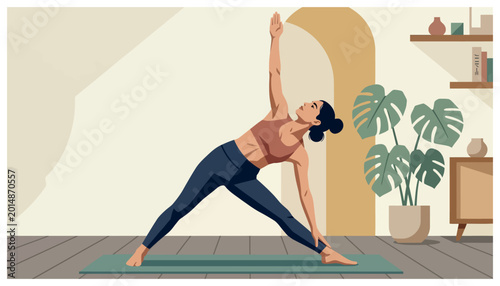 Canvas-taulu Woman in Triangle Yoga Pose.