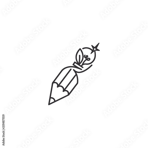 Creative concept pencil with light bulb and star icon isolated on white