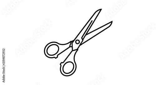 Simple Black and White Line Art Scissors Illustration.