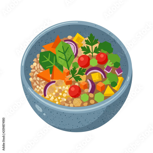 Healthy Vegetable Salad Bowl Illustration With Fresh Ingredients