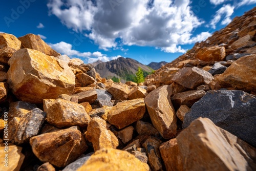 Mountain Landslide Area Secured with Emergency Barriers to Prevent Further Rock Instability