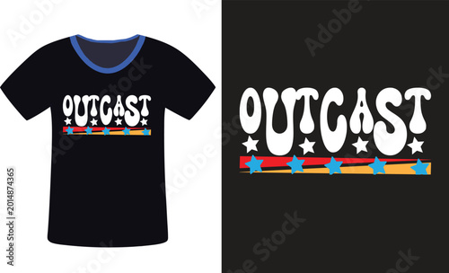 Photos Black t-shirt with outcast print and colorful star design