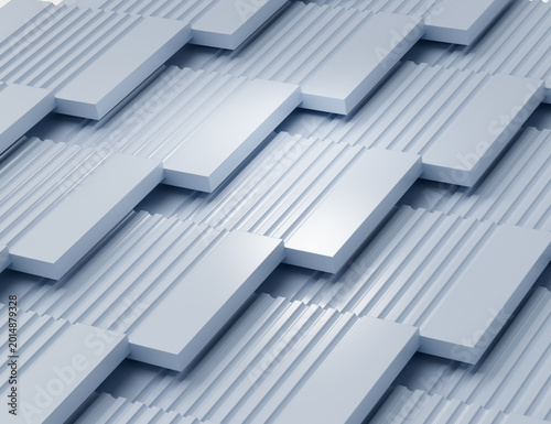 Valokuva Abstract geometric pattern with overlapping metallic sheets in a grid layout
