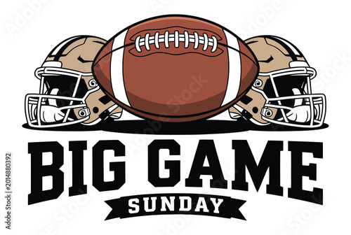 Valokuva Football helmets football and Big Game Sunday text over white background sports