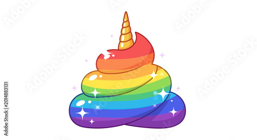 Konstfotografi Rainbow Unicorn Poop with Glitter - Magical Feces Illustration