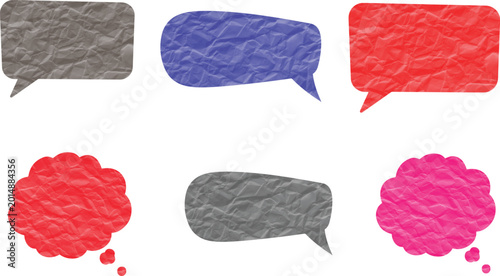 Фотография Crumpled Paper Speech Bubbles in Various Colors