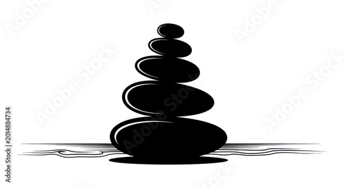 Photography Zen Stacked Stones Silhouette on White Background