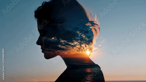 Exploring the journey of mental health through reflection and nature in a sunset scene