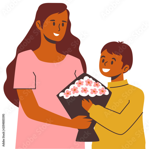 Mom and Kids Illustration