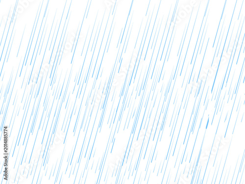 Fotografie Rain falling texture on white background, heavy blue raindrops in motion, diagon