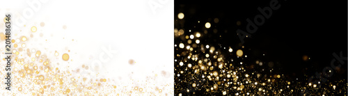 PNG image of Golden glowing bokeh particles floating in the air on transparent background